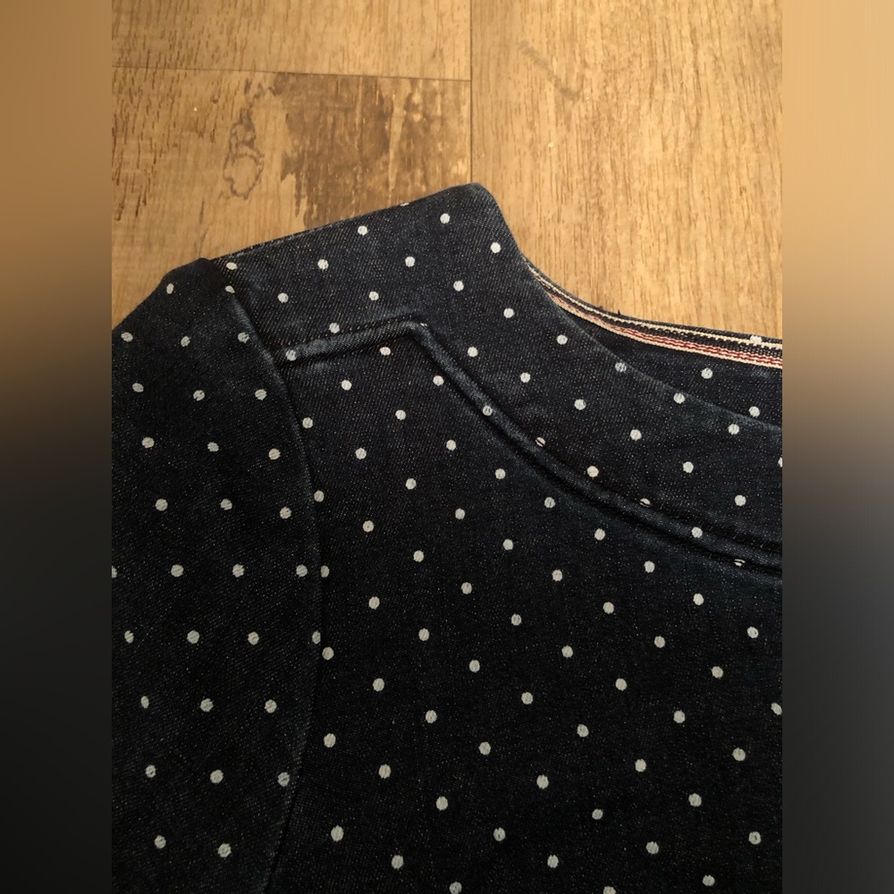Boden Navy and White Polka Dot Denim Dress Size 10 - Picture 7 of 8